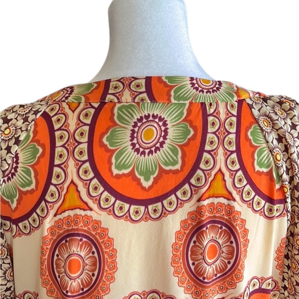 Dressbarn Orange Boho Paisley Print Dress Size 12 - Picture 11 of 14